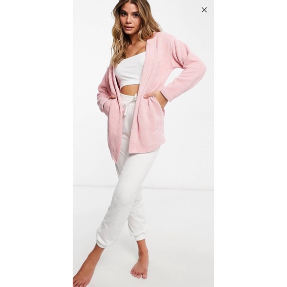 ASOS Design Pink Chenille Open Cardigan Sweater - Picture 3 of 7